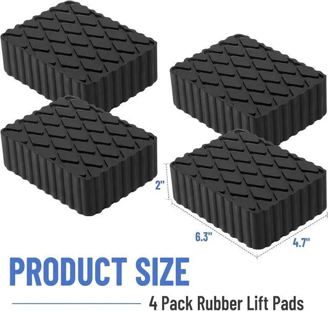 Alt view image 7 of 7 - 4 Pack Solid Rubber Auto Lift Pads, Anti-Skid Lift Block Spacer Pad for Car Lifts, Jacks and Racks, 3000lbs Loading Capacity, 6-1/3" x 4-3/4" x 2"