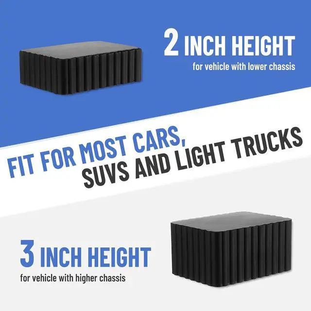 Alt view image 6 of 7 - 4 Pack Solid Rubber Auto Lift Pads, Anti-Skid Lift Block Spacer Pad for Car Lifts, Jacks and Racks, 3000lbs Loading Capacity, 6-1/3" x 4-3/4" x 2"