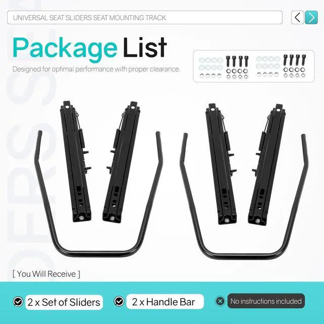 Alt view image 7 of 7 - Universal Seat Sliders Seat Mounting Track, Dual Locking Rails Brackets Kit Compatible with NRG Sparco Racing Seats and Most Aftermarket Seats- 2 x Set of Sliders Heavy Duty Steel