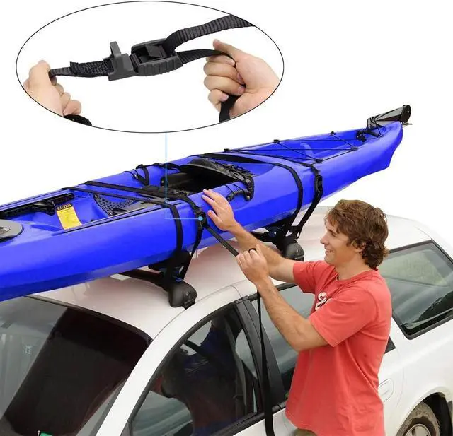 Alt view image 2 of 6 - Mind and Action 16 Foot Sturdy Tie Down Strap Lashing Strap with Rubber Padded Cam Lock Buckle,for Car Roof Rack,Kayak Canoe SUP Surfboard Tie Down,Boat Trailer Tow Straps (Black 8 Pack)