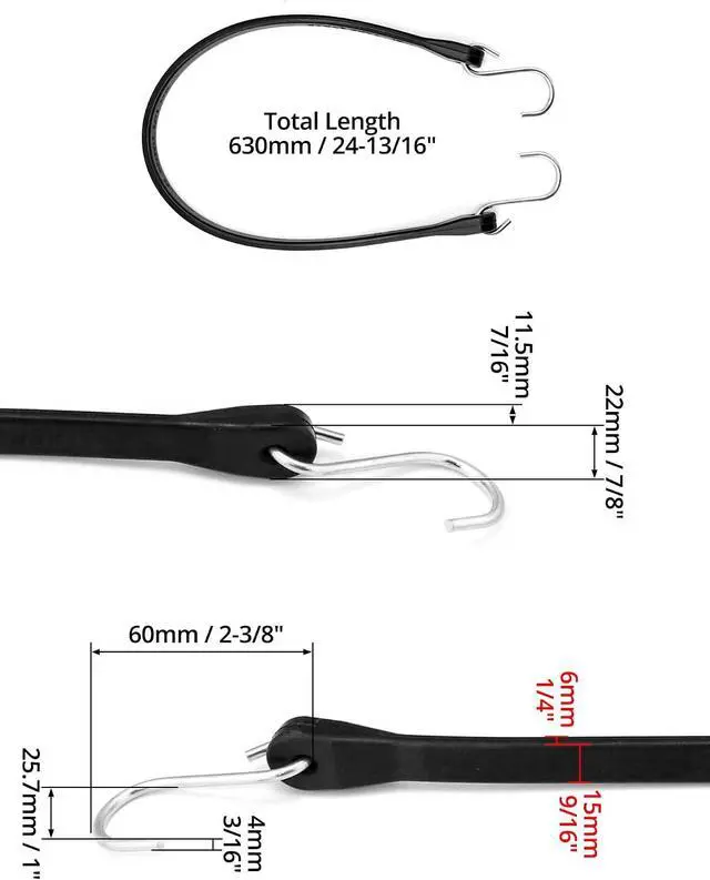 Alt view image 6 of 7 - 21 Inch Tarp Straps with S-Hooks, 50 Pack Heavy Duty Natural Rubber Bungee Cords for Flatbed Trailers, Truck Beds, Canvases & Cargo Tie Down Weather Resistant Elastic Straps