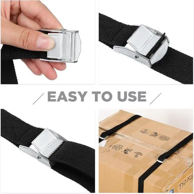 Alt view image 4 of 7 - 15 Pack 20 Feet Lashing Straps Adjustable Kayaks Tie Down Cam Buckle Straps with Buckles up to 250lbs for Cargo, Luggage, Motorcycles, Truck, Car Roof Rack, Sup Surfboard(Black)