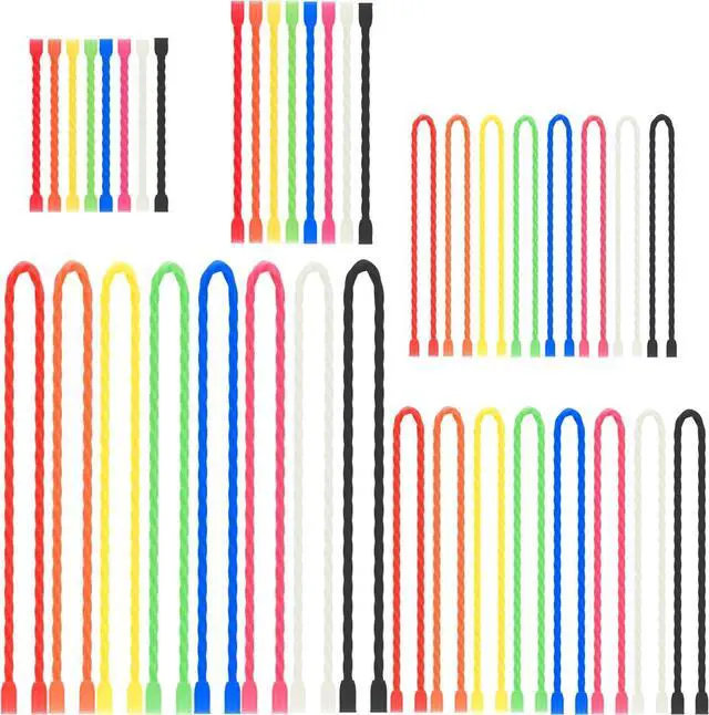Main image of 20Pcs 3-24 Inch Silicone Cable Ties Colorful Reusable Steel-Core Silicone Twist Gear Tie Straps for Bundling and Organizing, Bendable Holder Strap for Indoor and Out All Purpose