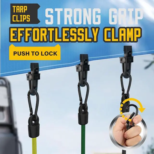 Alt view image 4 of 7 - Bungee Cords with Hooks, Upgrade 30pcs Assortment Heavy Duty Outdoor with 24'' 32'' 48'' Adjustable Bungee Cords, 10'' J Hooks Cord, 6" Canopy Tarp Ball Ties and Tarp Clips Drawstring Organizer Bag