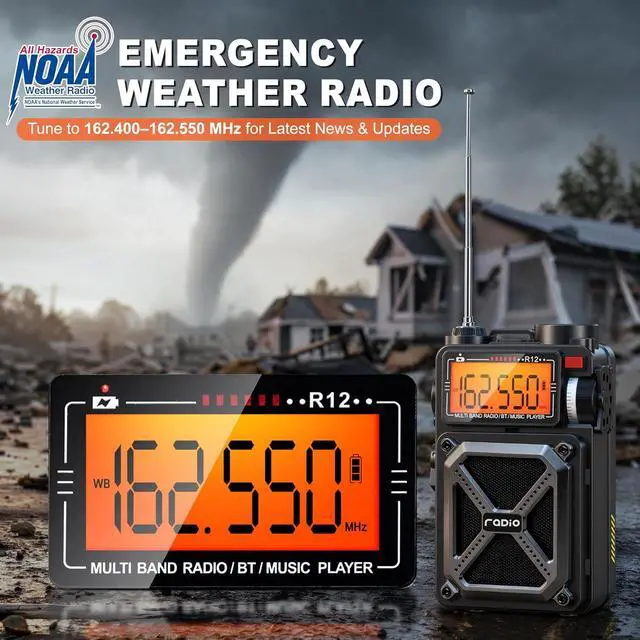 Alt view image 2 of 7 - Solar Hand Crank Emergency Radio,NOAA Weather Alert, AM/FM/SW