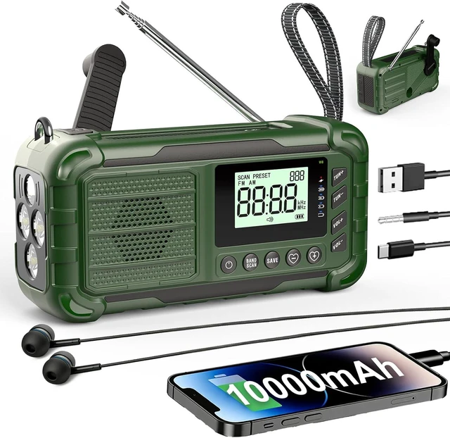 Main image of Emergency NOAA Weather Radio, 10000mAh, Solar Hand Crank Radio with AM/FM