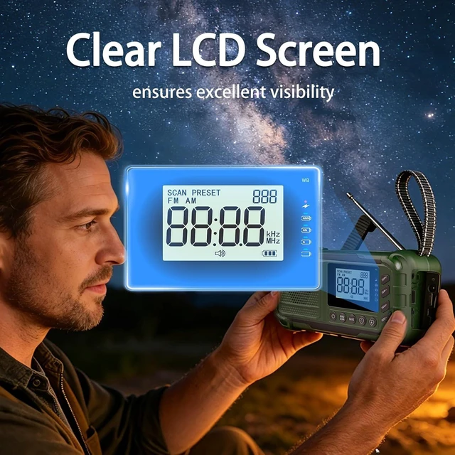 Alt view image 6 of 6 - Emergency NOAA Weather Radio, 10000mAh, Solar Hand Crank Radio with AM/FM