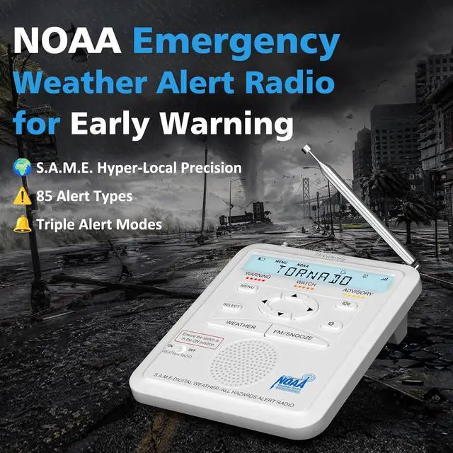 Alt view image 2 of 7 - Weather Radio NOAA Alert with Battery Backup & FM Radio for Home