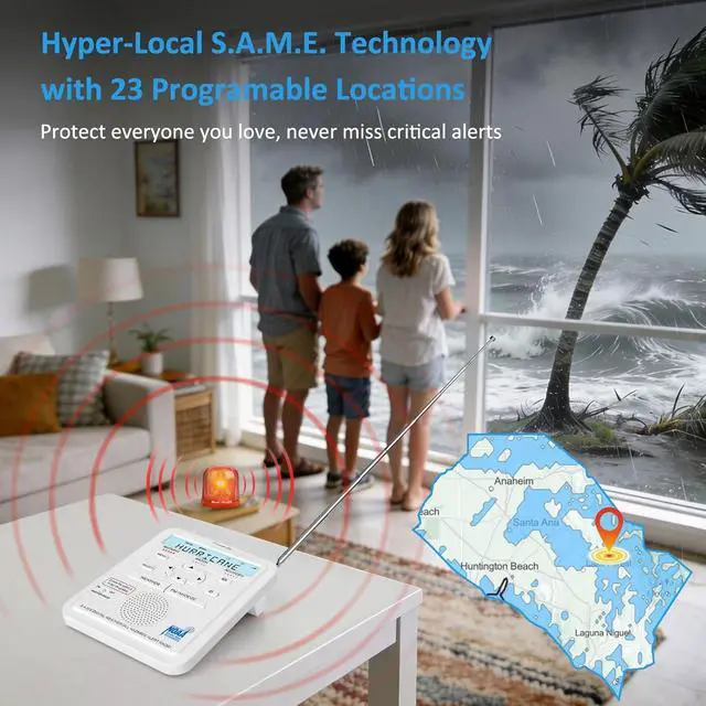 Alt view image 3 of 7 - Weather Radio NOAA Alert with Battery Backup & FM Radio for Home