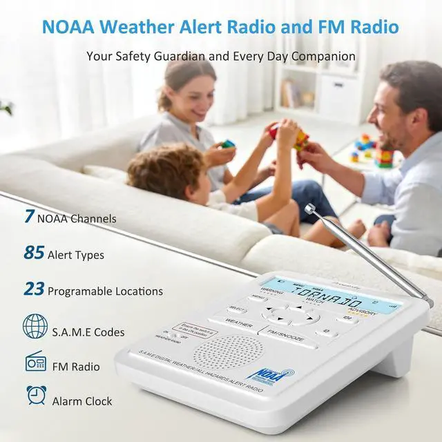 Alt view image 5 of 7 - Weather Radio NOAA Alert with Battery Backup & FM Radio for Home