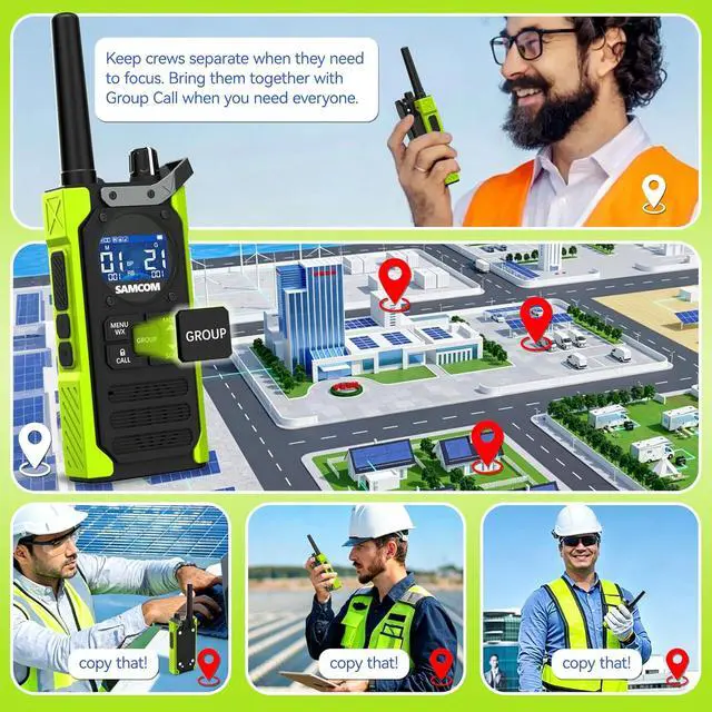 Alt view image 4 of 7 - T5 FRS Two-Way Radio,IP67 Waterproof Walkie Talkies for Adults with USB-C Rechargeable, NOAA Weather Alert, AI Noise Reduction, FM Radio, Flashlight SOS for Hiking Construction Cruise