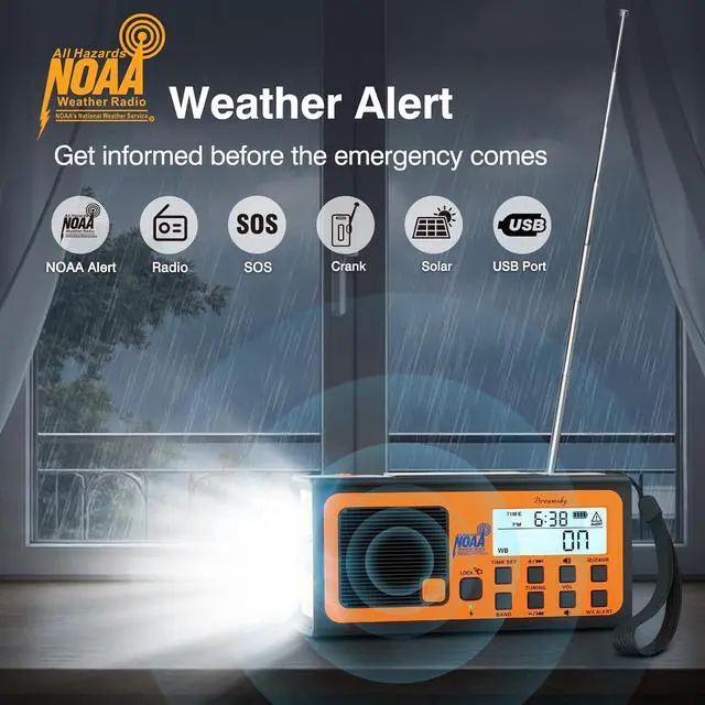 Alt view image 2 of 7 - Emergency Radio NOAA Weather Alert with Hand Crank