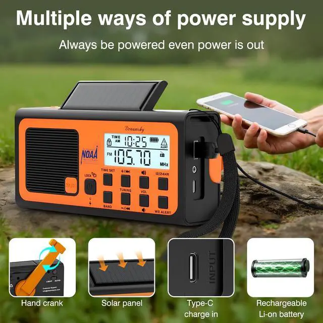 Alt view image 4 of 7 - Emergency Radio NOAA Weather Alert with Hand Crank