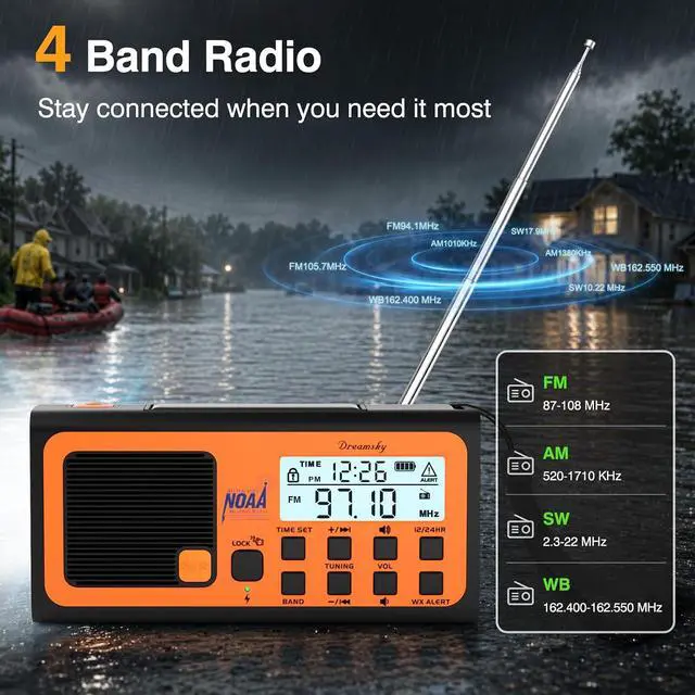 Alt view image 5 of 7 - Emergency Radio NOAA Weather Alert with Hand Crank