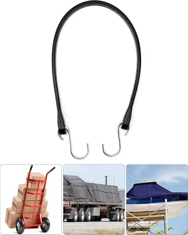 Alt view image 3 of 7 - 21 Inch Tarp Straps with S-Hooks, 50 Pack Heavy Duty Natural Rubber Bungee Cords for Flatbed Trailers, Truck Beds, Canvases & Cargo Tie Down Weather Resistant Elastic Straps
