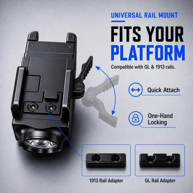 Alt view image 3 of 7 - GM23-V2 Compact Tactical Flashlight, USB-C Rail Light, 850 Lumens