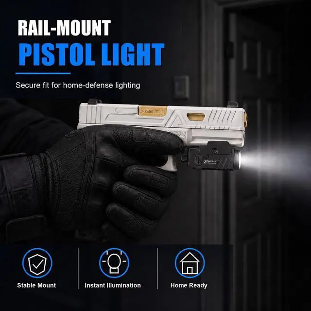 Alt view image 7 of 7 - GM23-V2 Compact Tactical Flashlight, USB-C Rail Light, 850 Lumens