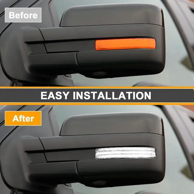Alt view image 3 of 7 - Side Mirror Turn Signal Lights LED Assembly Compatible with F150 2009-2014/for Mark LT 2010-2014,Blink Turn Marker Lamp (Clear Len White Light)