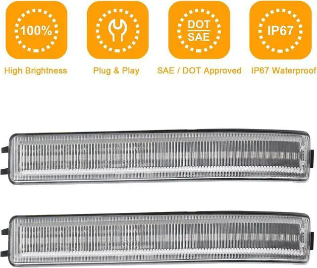 Alt view image 6 of 7 - Side Mirror Turn Signal Lights LED Assembly Compatible with F150 2009-2014/for Mark LT 2010-2014,Blink Turn Marker Lamp (Clear Len White Light)