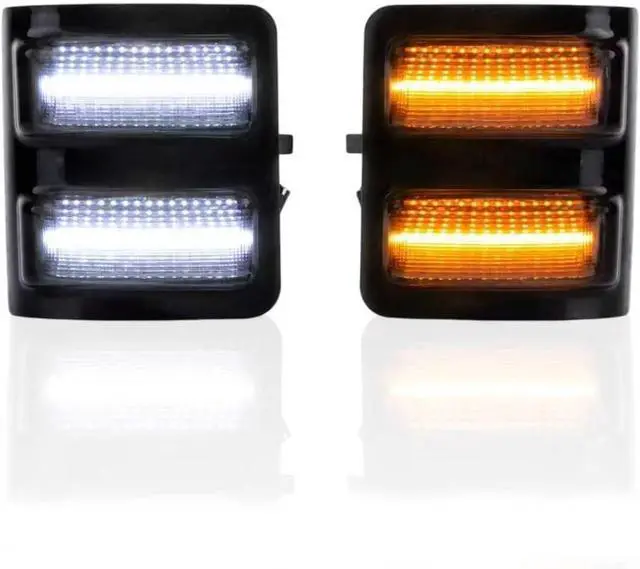 Main image of LED Switchback Side Mirror, Marker Light White DRL Running & Yellow Turn Signal for 2008-2016 Ford F250 F350 F450 F550 Super Duty V8 & V10, Left Right Pair 2PCS 7C3Z13776A, 7C3Z13776B