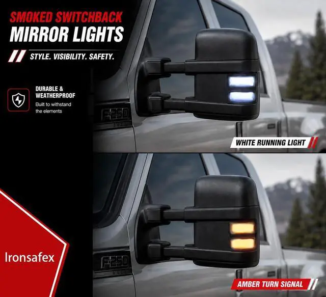Alt view image 3 of 7 - LED Switchback Side Mirror, Marker Light White DRL Running & Yellow Turn Signal for 2008-2016 Ford F250 F350 F450 F550 Super Duty V8 & V10, Left Right Pair 2PCS 7C3Z13776A, 7C3Z13776B