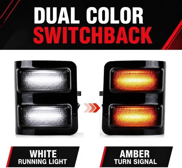 Alt view image 2 of 7 - LED Switchback Side Mirror, Marker Light White DRL Running & Yellow Turn Signal for 2008-2016 Ford F250 F350 F450 F550 Super Duty V8 & V10, Left Right Pair 2PCS 7C3Z13776A, 7C3Z13776B