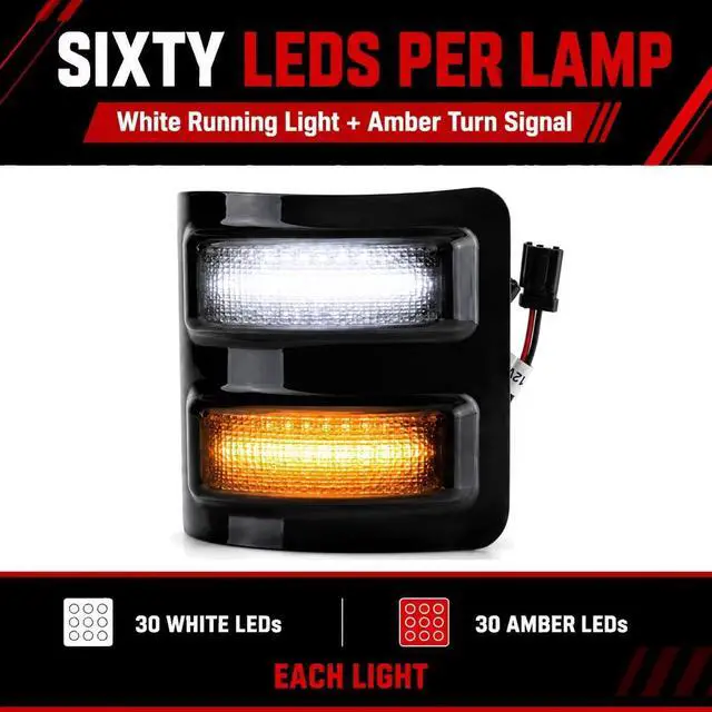 Alt view image 4 of 7 - LED Switchback Side Mirror, Marker Light White DRL Running & Yellow Turn Signal for 2008-2016 Ford F250 F350 F450 F550 Super Duty V8 & V10, Left Right Pair 2PCS 7C3Z13776A, 7C3Z13776B