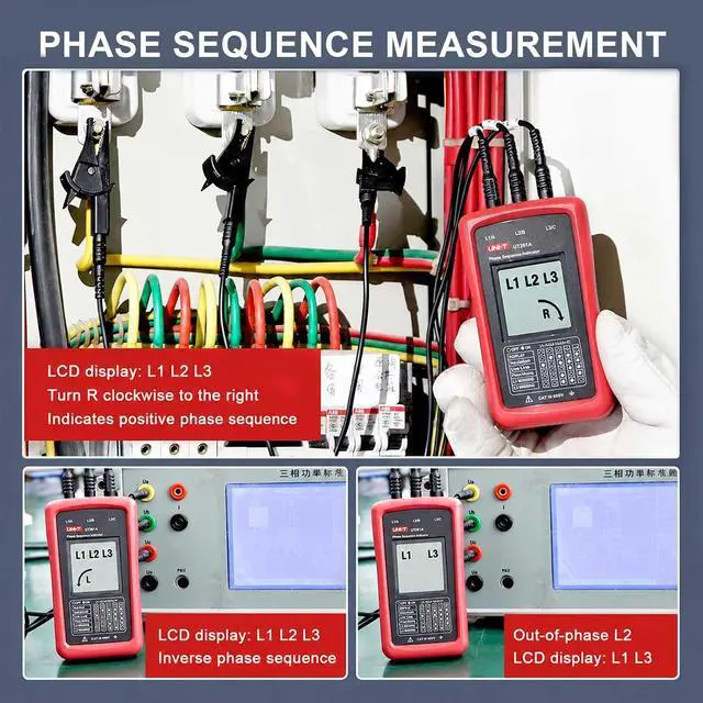 Alt view image 3 of 7 - 3-Phase Rotation Meter Sequence Tester, AC Phase Sequence Indicator 40V-690V Lack Phase Meter Motor UT261A
