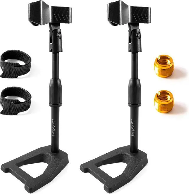 Main image of 2 Pack Desktop Mic Stand with Mic Clip, Adjustable Table Microphone Stand, 5/8 to 3/8 Metal Adapter, Heavy Weighted Base, for Blue Yeti Snowball Spark Fifine K669 AT2020 Shure SM58 SM57