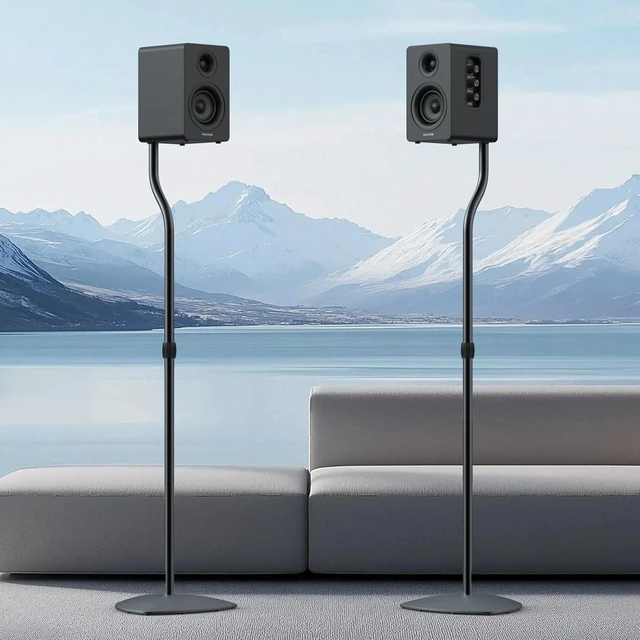 Main image of Universal Speaker Stands Pair, Satellite & Bookshelf Speaker Stands-28-38in Adjustable, Surround Sound Speaker Stand for Home Theater, Compatible to //JBL/Sonos/Klipsch/Edifier/Polk