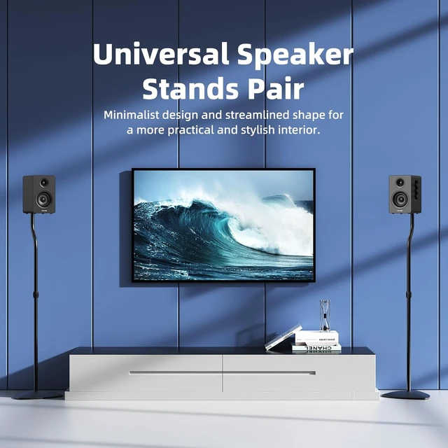 Alt view image 2 of 7 - Universal Speaker Stands Pair, Satellite & Bookshelf Speaker Stands-28-38in Adjustable, Surround Sound Speaker Stand for Home Theater, Compatible to //JBL/Sonos/Klipsch/Edifier/Polk