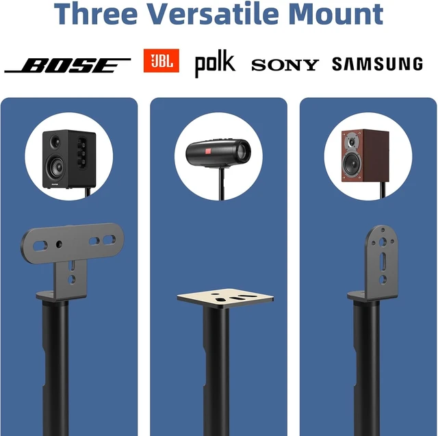 Alt view image 3 of 7 - Universal Speaker Stands Pair, Satellite & Bookshelf Speaker Stands-28-38in Adjustable, Surround Sound Speaker Stand for Home Theater, Compatible to //JBL/Sonos/Klipsch/Edifier/Polk