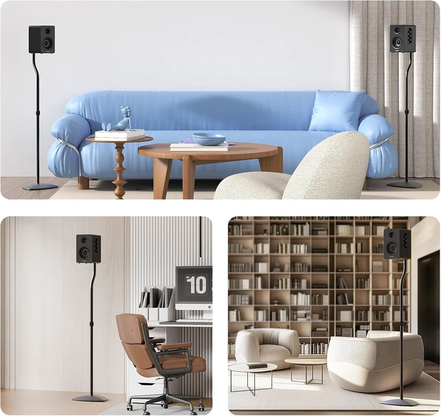 Alt view image 6 of 7 - Universal Speaker Stands Pair, Satellite & Bookshelf Speaker Stands-28-38in Adjustable, Surround Sound Speaker Stand for Home Theater, Compatible to //JBL/Sonos/Klipsch/Edifier/Polk