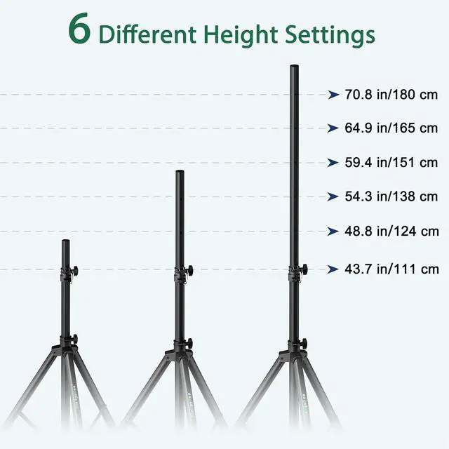 Alt view image 3 of 7 - Pair of Speaker Tripod Stands Height Adjustable from 43.7'' to 70.8'' PA DJ Party Tripod Speaker Stand 35mm Compatible Insert