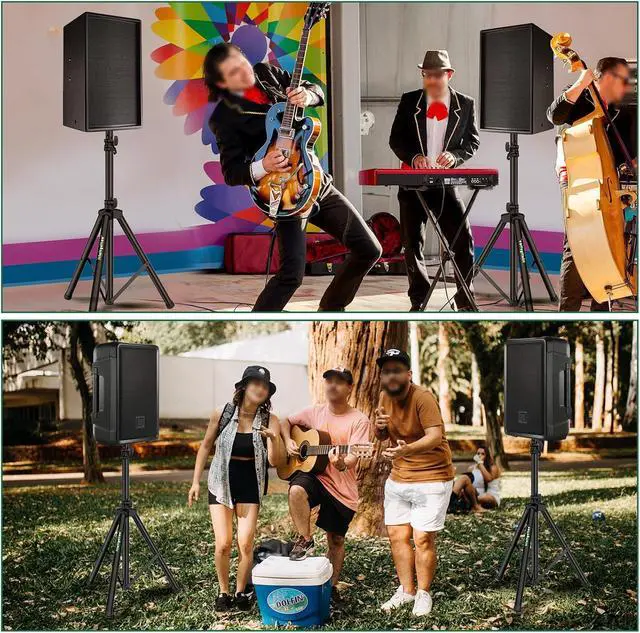 Alt view image 7 of 7 - Pair of Speaker Tripod Stands Height Adjustable from 43.7'' to 70.8'' PA DJ Party Tripod Speaker Stand 35mm Compatible Insert
