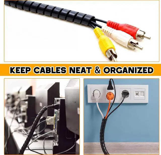 Alt view image 6 of 7 - 3 Pcs Spiral Wrap Cable Protector, Safe 1/4"+3/4"+1/2" Od x 50 FT Pre Cut Lengths Hydraulic Hose Protector Wrap to Avoid Wear and Extend Life for Hydraulic Pneumatic Hoses (Black)