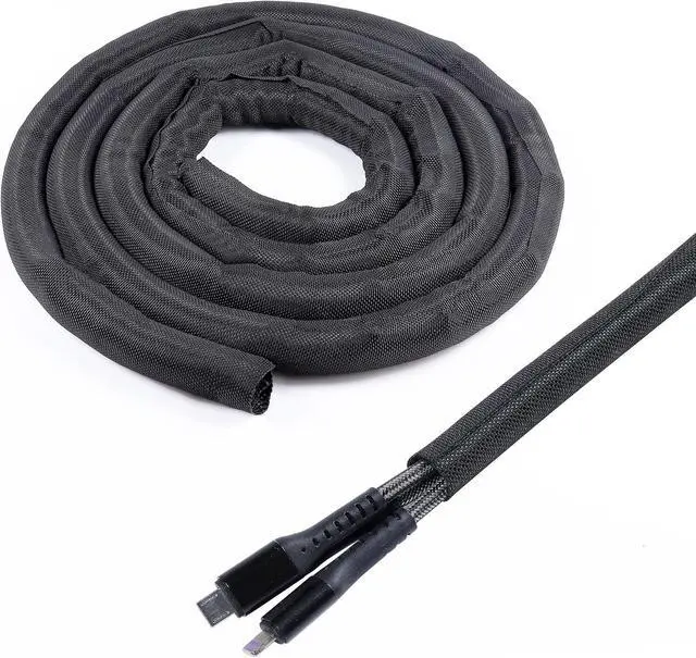 Main image of Black Split Braided Cable Management Sleeves 1/2inch -30Feet