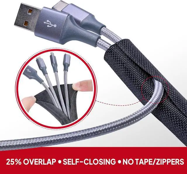 Alt view image 4 of 7 - Black Split Braided Cable Management Sleeves 1/2inch -30Feet