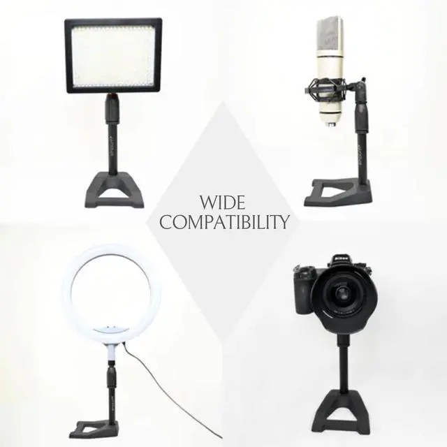Alt view image 4 of 7 - 2 Pcs Mic Stand with Mic Clip Desktop, Adjustable Table Microphone Stand, 5/8 to 3/8 Metal Adapter, Heavy Weighted Base, for Blue Yeti Snowball Spark Fifine K669 AT2020 Shure SM58 SM57