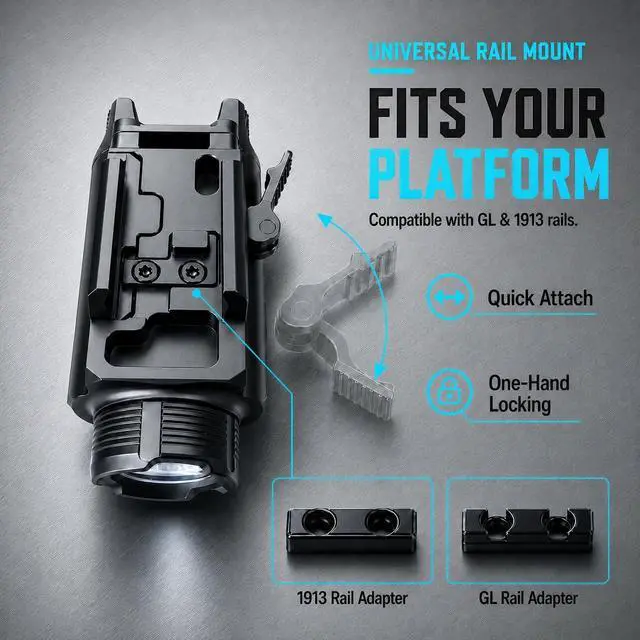 Alt view image 3 of 7 - GM35 Tactical Flashlight, USB-C Rail Mounted Light, 1350 Lumens