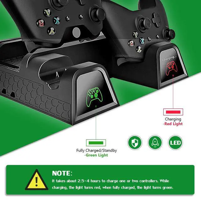 Alt view image 4 of 7 - Cooling Stand for Xbox One/One S/One X, Vertical Charging Station with 2 Pack 600mAh Batteries, Games Storage, Dual Controller Charging Station