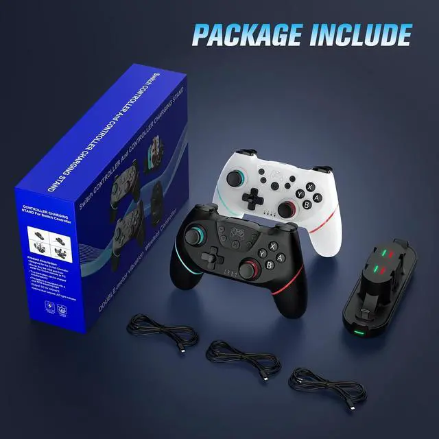Alt view image 6 of 6 - 2 Pack Switch Controllers with Charging Dock for Switch