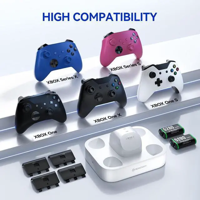 Alt view image 2 of 7 - Controller Charger Station for Xbox, 2x5280mWh Rechargeable Battery Packs for Xbox One/Series X