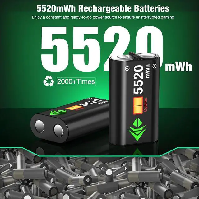 Alt view image 3 of 7 - Charger Station Compatible with Xbox Controllers, 2x5520mWh Rechargeable Battery Pack for Xbox One/ Series X