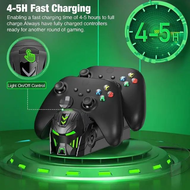 Alt view image 5 of 7 - Charger Station Compatible with Xbox Controllers, 2x5520mWh Rechargeable Battery Pack for Xbox One/ Series X