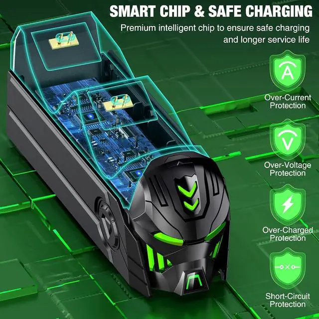 Alt view image 7 of 7 - Charger Station Compatible with Xbox Controllers, 2x5520mWh Rechargeable Battery Pack for Xbox One/ Series X