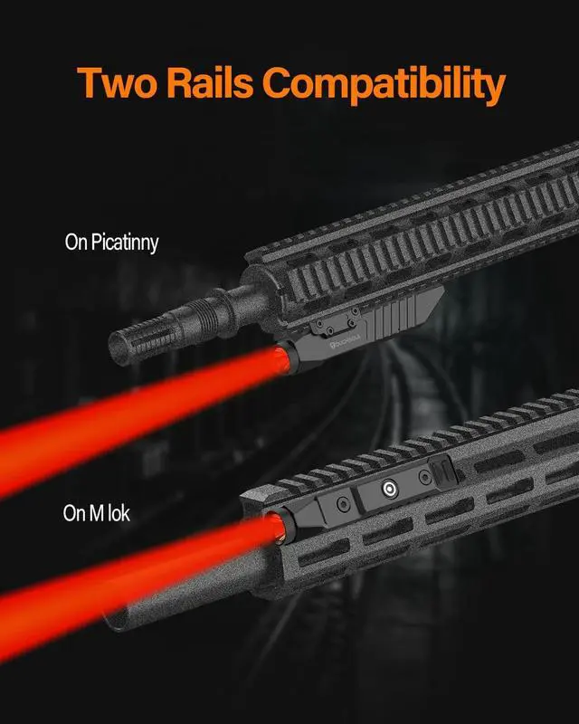 Alt view image 2 of 7 - Hunting Flashlight Red Light, Low Profile Mlok Picatinny Mounted