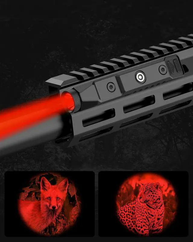 Alt view image 4 of 7 - Hunting Flashlight Red Light, Low Profile Mlok Picatinny Mounted