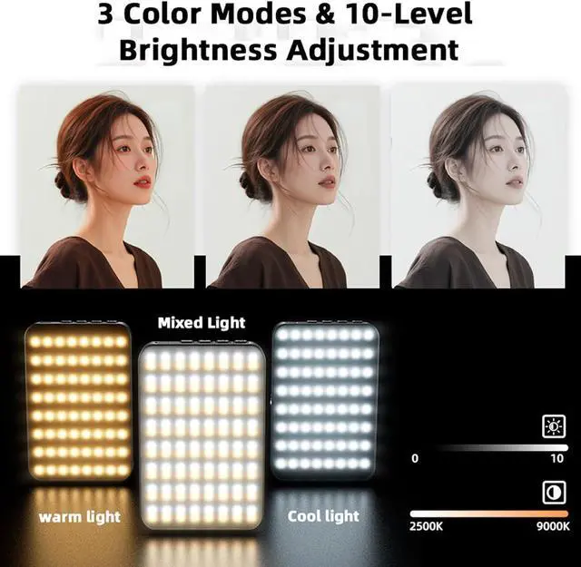 Alt view image 3 of 6 - Magnetic Phone Light - 3 Color Temperature, 160 LED Selfie Light with Clip for Phone, Camera, Laptop, iPad, 3000mAh Portable Video Light for TikTok/Vlog,/Zoom Calls,/Makeup (Black)