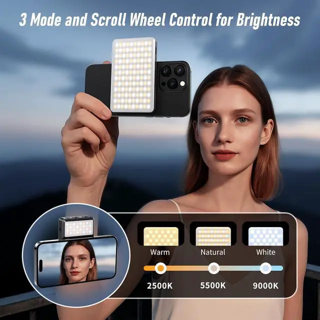 Alt view image 2 of 7 - Magnet Phone Light, 160 LED Dual Side Selfie Light Compatible with iPhone Magsafe, 3 Lighting Adjustment Modes, Selfie Lights for iPhone/iPad/Camera/Photography/TikTok/Vlog/Video/Zoom Calls